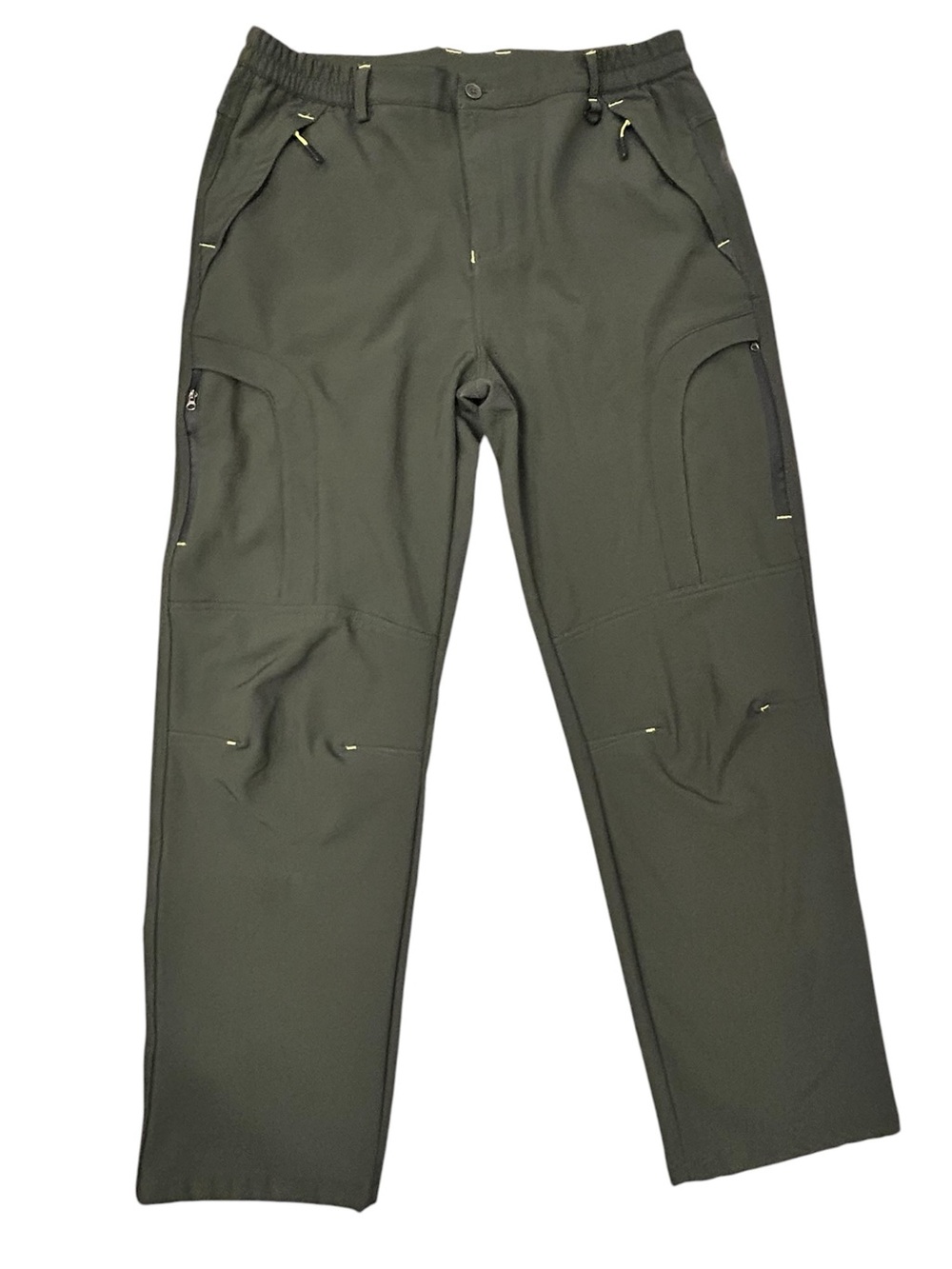 Olive‎ Green Fleece Lined Performance Cargo Pants 38x30 Unbranded Yellow Stitch